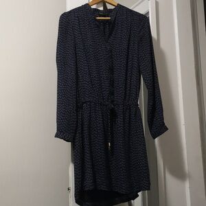 Long sleeve drawstring waist Navy Blue Midi dress by Dalia size 4